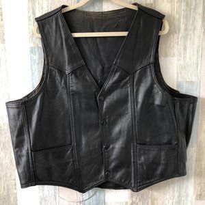 Vintage Hand Crafted & Tooled LEATHER Biker Vest Men’s size XXL Black Moto